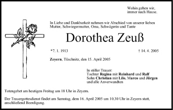 Anzeige von Dorothea Zeuß von MGO