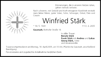 Anzeige von Winfried Stärk von MGO