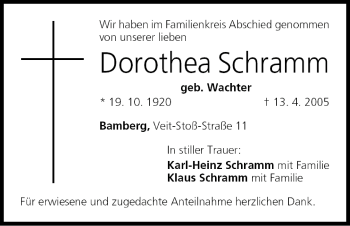 Anzeige von Dorothea Schramm von MGO