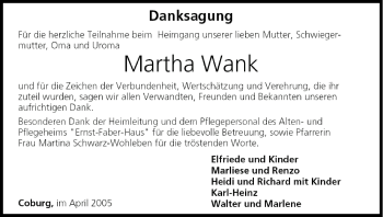Anzeige von Martha Wank von MGO