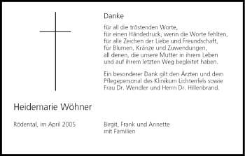 Anzeige von Heidemarie Wöhner von MGO