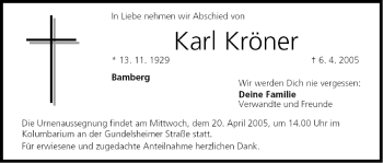 Anzeige von Karl Kröner von MGO