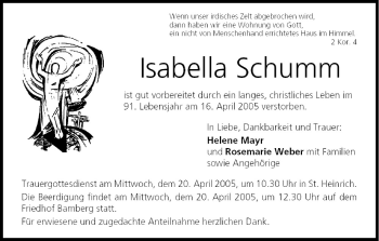 Anzeige von Isabella Schumm von MGO