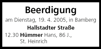 Anzeige von Beerdigungen vom 19.04.2005 von MGO