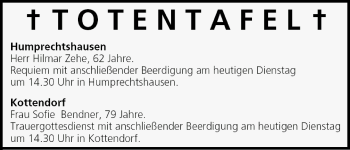 Anzeige von Totentafel vom 19.04.2005 von MGO