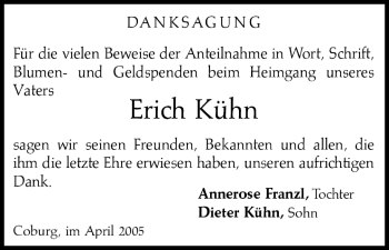 Anzeige von Erich Kühn von MGO
