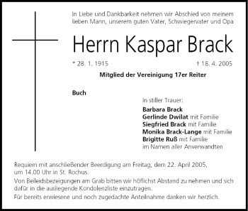 Anzeige von Kaspar Brack von MGO