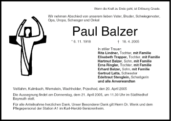Anzeige von Paul Balzer von MGO