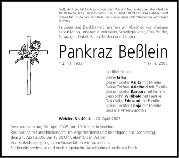 Anzeige von Pankraz Beßlein von MGO