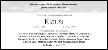 Anzeige von Klaus Bächmann von MGO