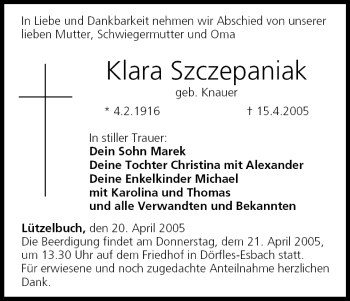 Anzeige von Klara Szczepaniak von MGO