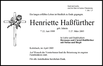 Anzeige von Henriette Haßfürther von MGO