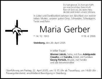 Anzeige von Maria Gerber von MGO
