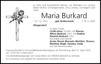 Anzeige von Maria Burkard von MGO