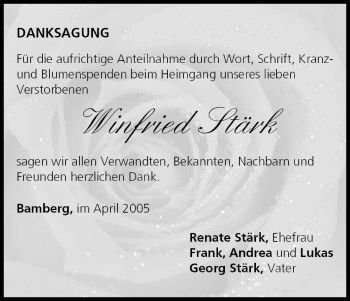 Anzeige von Winfried Stärk von MGO