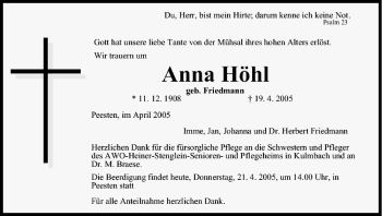 Anzeige von Anna Höhl von MGO