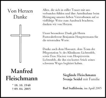Anzeige von Manfred Fleischmann von MGO