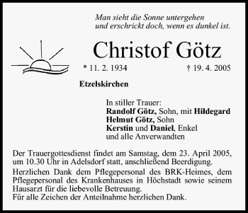 Anzeige von Christof Götz von MGO