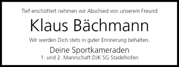 Anzeige von Klaus Bächmann von MGO