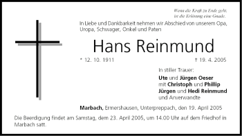 Anzeige von Hans Reinmund von MGO