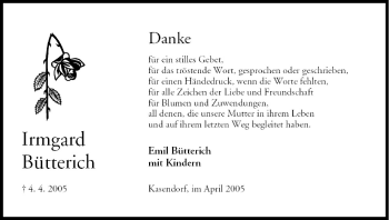 Anzeige von Irmgard Bütterich von MGO