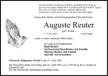 Anzeige von Auguste Reuter von MGO