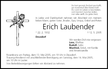 Anzeige von Erich Laubender von MGO