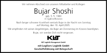 Anzeige von Bujar Shoshi von MGO