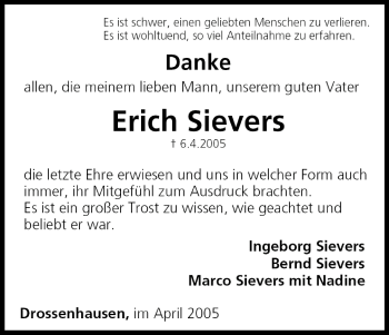 Anzeige von Erich Sievers von MGO