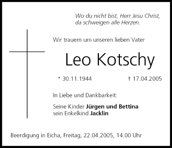 Anzeige von Leo Kotschy von MGO