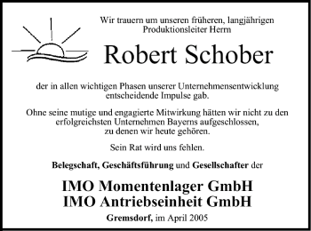 Anzeige von Robert Schober von MGO