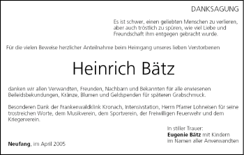 Anzeige von Heinrich Bätz von MGO