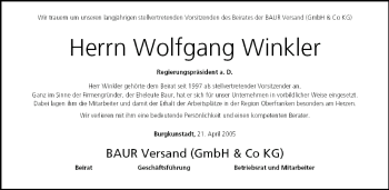Anzeige von Wolfgang Winkler von MGO
