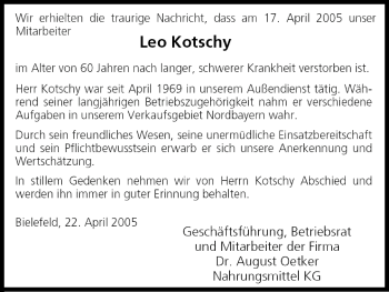 Anzeige von Leo Kotschy von MGO