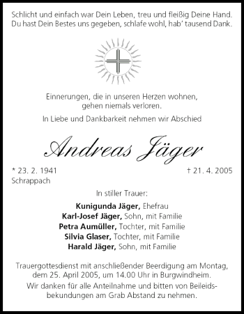Anzeige von Andreas Jäger von MGO