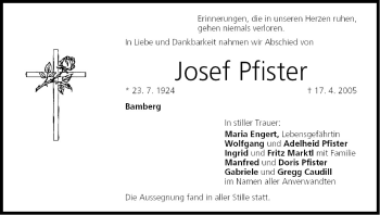 Anzeige von Josef Pfister von MGO