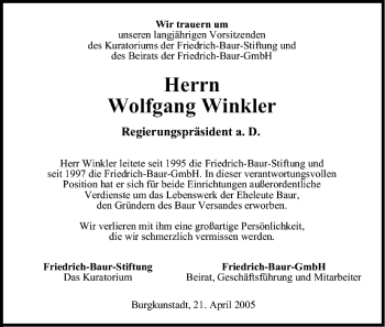 Anzeige von Wolfgang Winkler von MGO