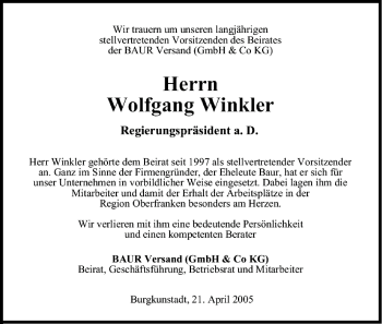 Anzeige von Wolfgang Winkler von MGO