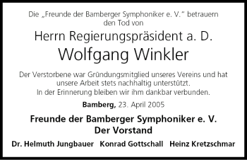 Anzeige von Wolfgang Winkler von MGO