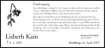 Anzeige von Lisbeth Kain von MGO