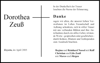Anzeige von Dorothea Zeuß von MGO