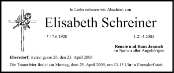 Anzeige von Elisabeth Schreiner von MGO