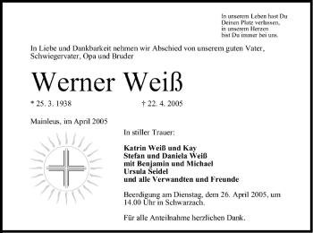 Anzeige von Werner Weiß von MGO