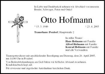 Anzeige von Otto Hofmann von MGO