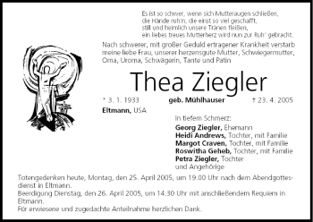 Anzeige von Thea Ziegler von MGO