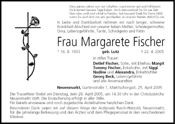 Anzeige von Margarete Fischer von MGO