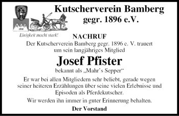 Anzeige von Josef Pfister von MGO