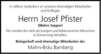 Anzeige von Josef Pfister von MGO