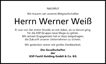 Anzeige von Werner Weiß von MGO