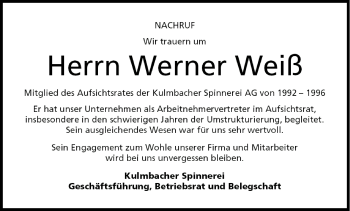 Anzeige von Werner Weiß von MGO